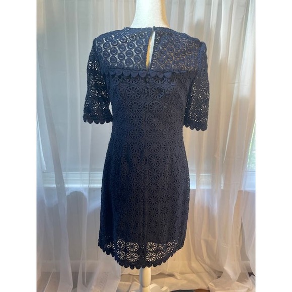 Boden Size 4 Dress Navy Blue Lace Short Sleeve Scoop Neck - Picture 2 of 5